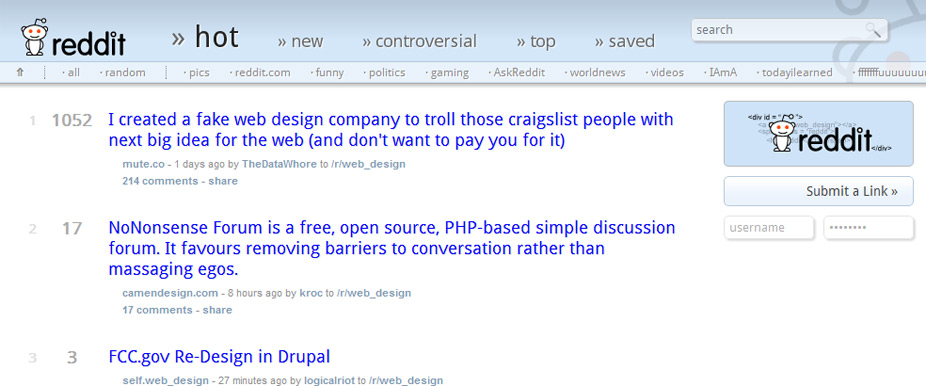 reddit! Screenshot